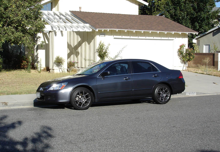 2008 Acura TL Type-S rims, 17x8, +45 offset, 235/45/17 Michelin tires.